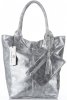Kožené kabelka shopper bag Vittoria Gotti stříbrná V6141